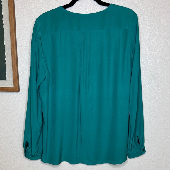 Lafayette 148‎ New York Turquoise 100% Silk Blouse - Picture 10 of 13